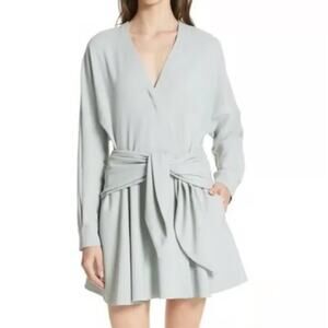 Tibi Chalky Mint Draped Wrap Style Open Front A Line Dress 4
